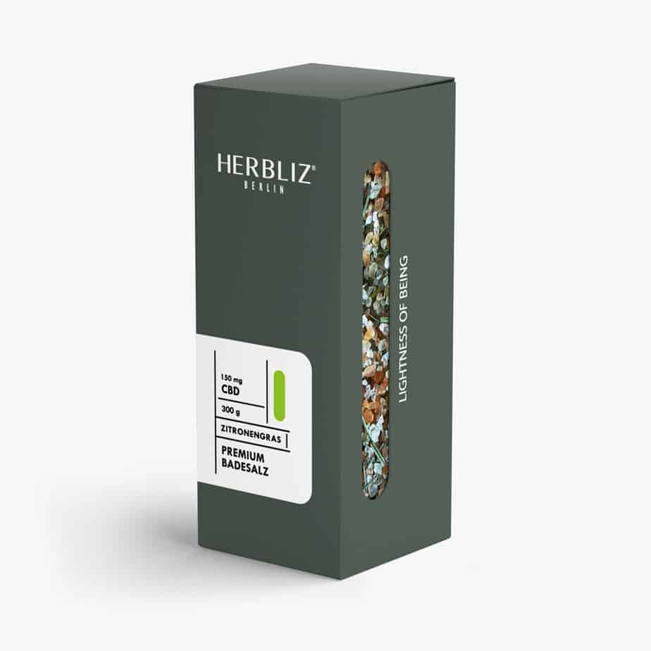 Herbliz - CBD Premium Badesalz - ZITRONENGRAS CBD Kosmetik (150mg) CBD - 300g